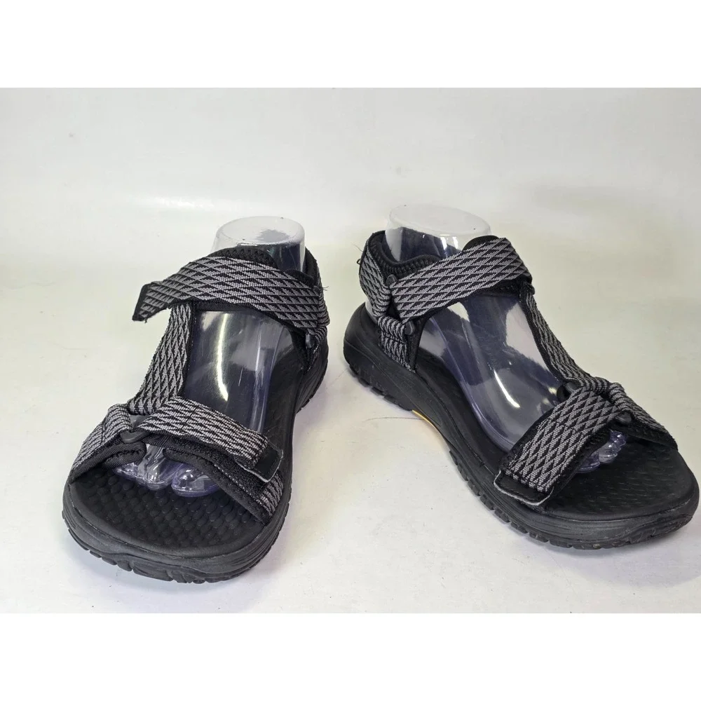Skechers Lomell Rip Tide Sandals Men's 8 Black Gray Goodyear Relaxed Fit‎ Shoes